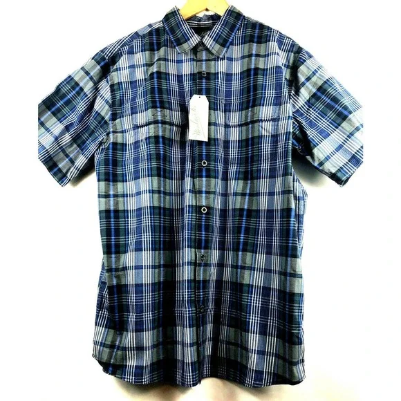 Woolrich Adventure Series Mens XL Keep It Moving Short Sleeve Blue Plaid $59 - Picture 1 of 5